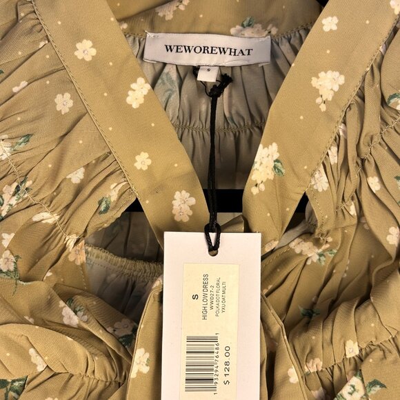 WeWoreWhat Green Floral High-Low Ruffle Maxi Dress Size S Feminine Cottagecore - Picture 5 of 13